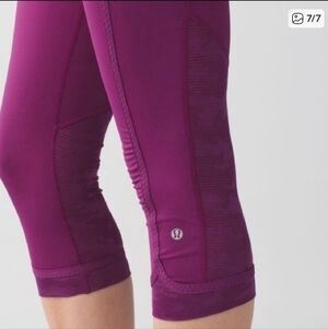 Lululemon Run For Days Crop Camo Mesh Leggings In Regal Plum